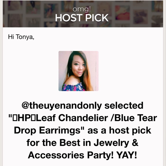 🌸2XHP🌸Leaf Chandelier /Blue Tear Drop Earrings - Picture 3 of 3